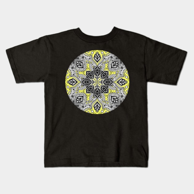 Boho Sunshine Medallion Pattern Kids T-Shirt by micklyn